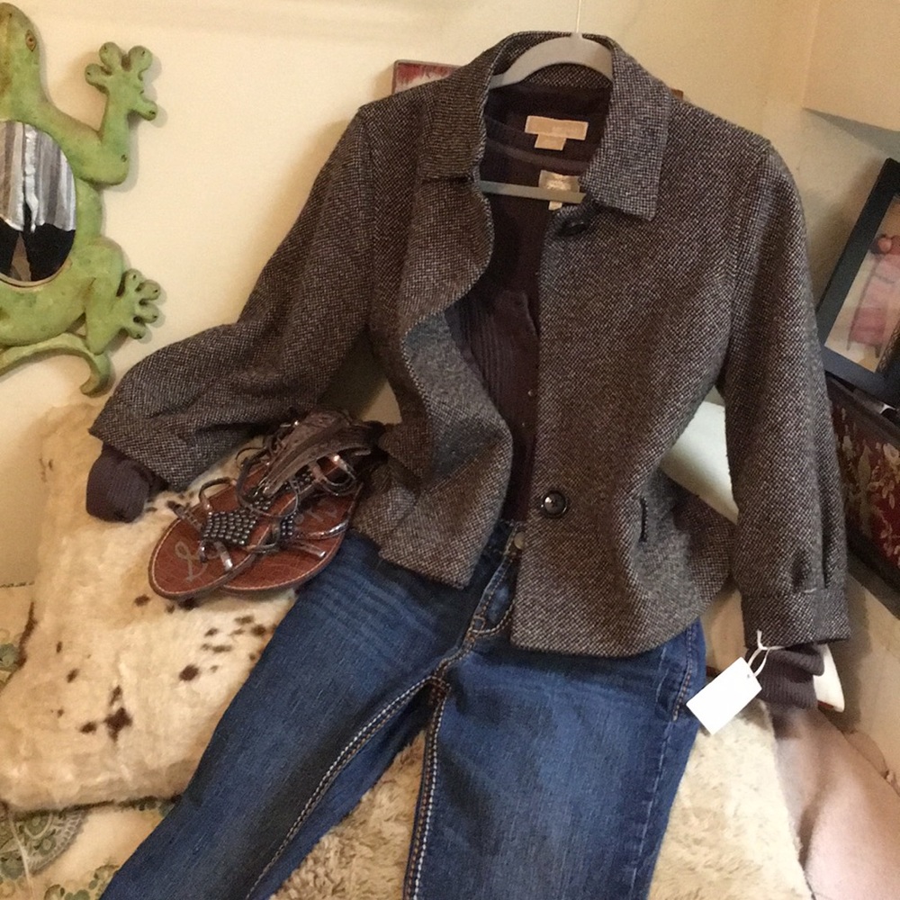 New Michael Kors Tweed Jacket Lined Soft Cute On!